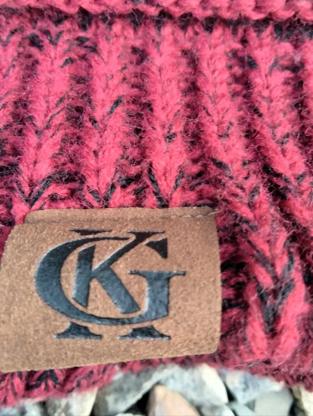 GK Burgandy Messy Bun Beanie Soft Stretch Knit Ponytail Hat Cap Lined
